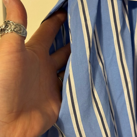 Blue and white striped v neck dress - Picture 3 of 9